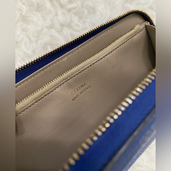 CELINE Drummed Large Zip Around Multifunction Wallet Indigo - Picture 12 of 13